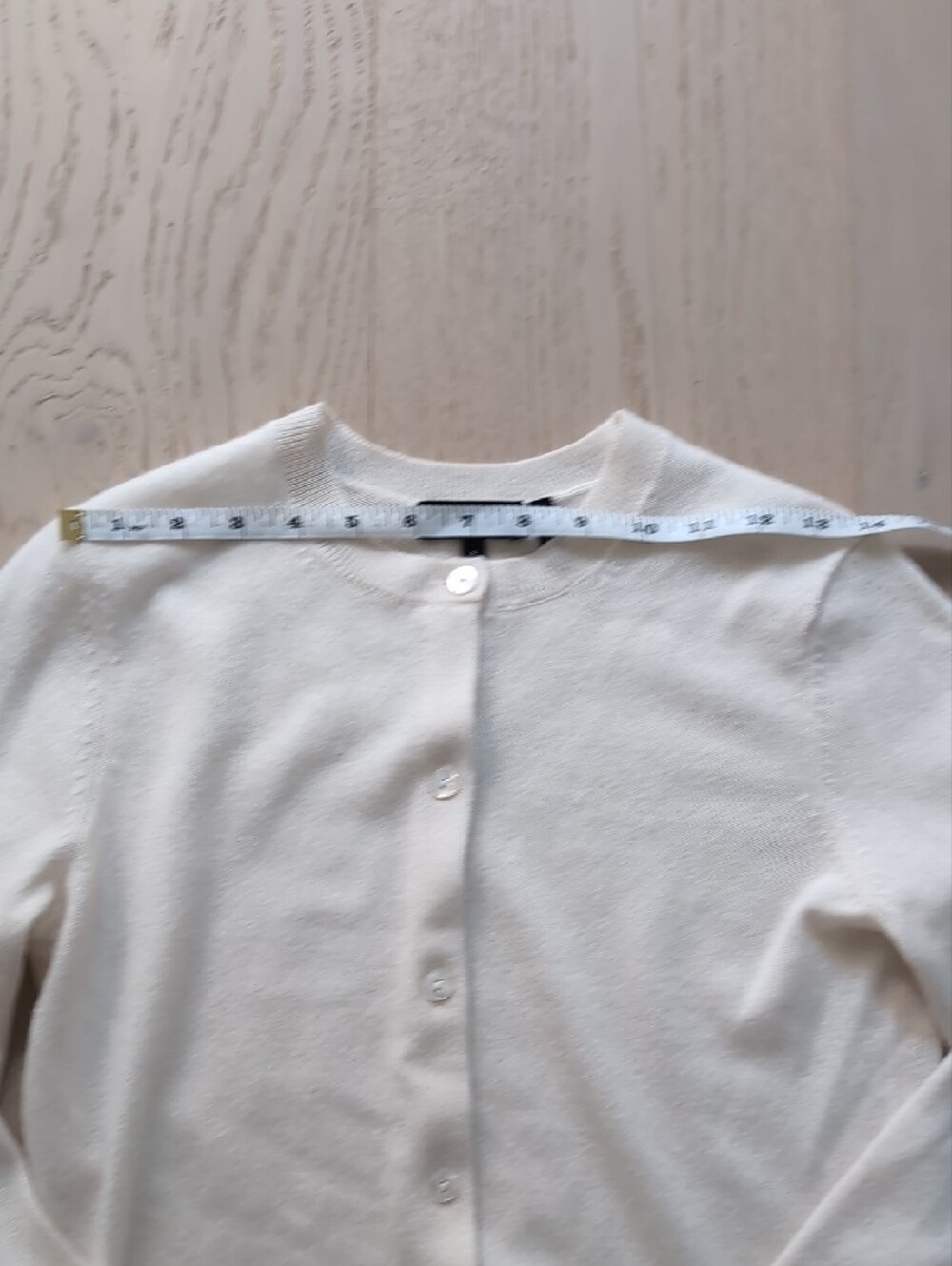 Theory Cream 100 Cashmere Crewneck Button-Front Cardigan - Picture 5 of 7
